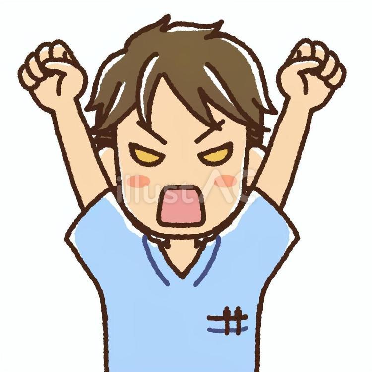 両手をあげて怒っているスクラブ姿の男性 男性,スクラブ,医療のイラスト素材