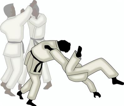 武道組み手 武道,組み手,少林寺拳法,格闘技,半月首投,動き,男性,シルエットのイラスト素材