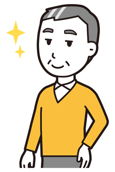 ニット中年男性(黄)-564-バスト  ニット中年男性(黄)-564-バスト 立つ,おじさん,男性,中年,お父さん,パパ,シニア,ミドルエイジ,人物,かわいいのイラスト素材