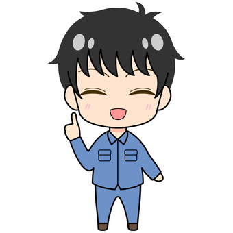 (Good) Smiling man in work clothes/black hair, , JPG, PNG and EPS