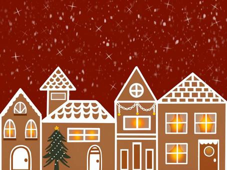冬の町並み（星空＆雪）2 町並み,街並み,背景,夜景,夜,家,建物,灯り,光,冬景色のイラスト素材