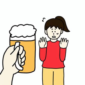 お酒をすすめられて困ってる女性 女性,人物,シンプル,困る,ビール,お酒,飲み会,アルハラ,忘年会,新年会のイラスト素材