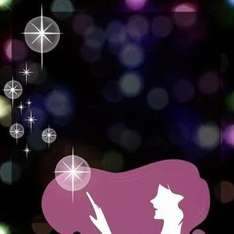 女性シルエット・光・幻想的な夜背景 キラキラ,背景,光,女性,シルエット,夜,幻想的,星,輝き,イルミネーションのイラスト素材