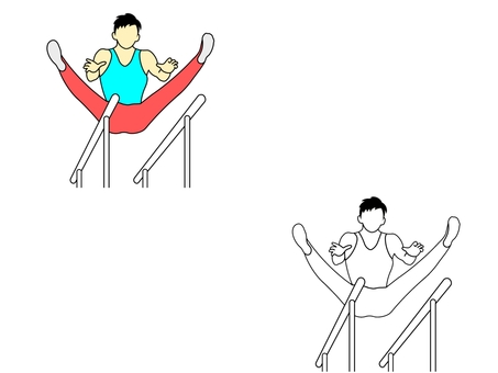 体操 平行棒,体操,セット,競技,種目,スポーツ,運動,人,人物,男性のイラスト素材