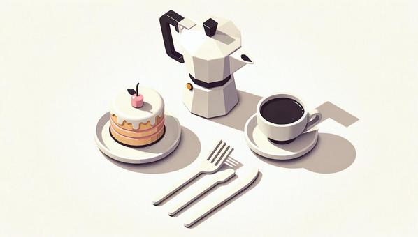 Illustration, cafe, sweets, set, 