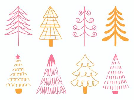 北欧テイストの木セット 北欧テイストの木セット 冬,雪,雪景色,ツリー,森,木,植物,自然,北欧,シンプルのイラスト素材