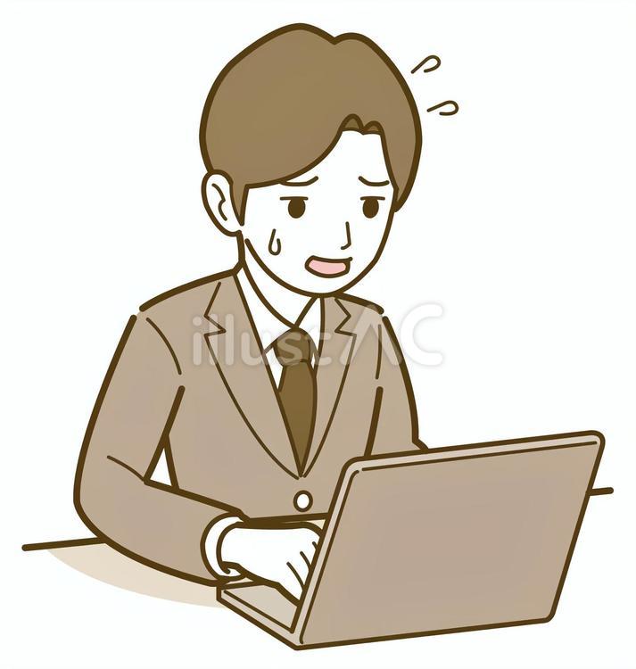 パソコンを見て慌てる男性社員 男性,人物,ビジネスのイラスト素材