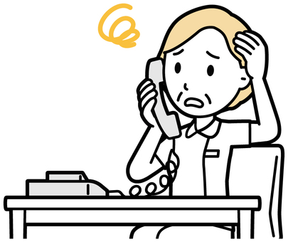  高齢看護師(黄)-404-バスト 電話,困った,プラチナナース,看護師,高齢,女性,老人,白衣,ナース,医療のイラスト素材
