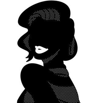 女性シルエット 女性,シルエット,モノクロ,唇,美のイラスト素材
