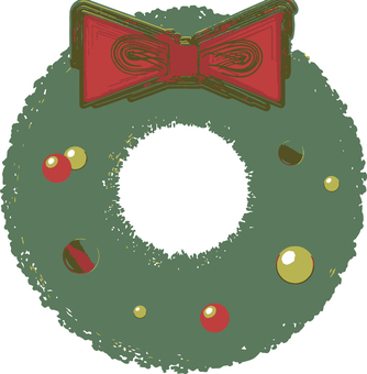 クリスマスリースのイラスト クリスマスリース,クリスマス,リース,xmas,冬,12月,年末,ホリデー,クリスマス飾り,オーナメントのイラスト素材