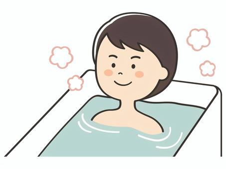 お風呂に入る男性 お風呂,風呂,入浴,湯船,浸かる,リラックス,男性,男,父,お父さんのイラスト素材