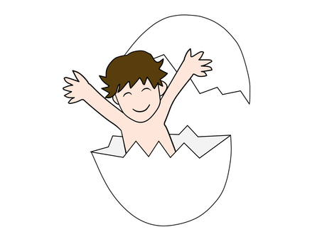 再生する 生まれる,誕生,たまご,割れる,赤ちゃん,降臨,子宝,命,出る,卵のイラスト素材