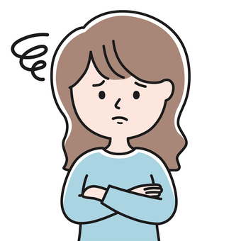 腕組2 上半身 女性_影 SLW 女性,レディ,呆れる,困る,やれやれ,腕組,怒る,叱る,うーん,もどかしいのイラスト素材