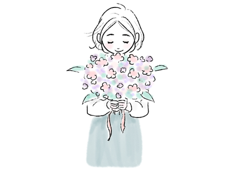 花束を持つ笑顔の女性 花束,持つ,笑顔,女性,女の子,女の人,人,人物,大人,女のイラスト素材