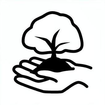 環境保護　植木のシルエット素材 エコロジー,アイコン,ロゴ,エコ,環境,エネルギー,環境問題,環境保護,地球,手のイラスト素材