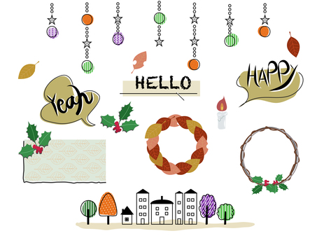 Illustration, winter, red, speech balloon, 