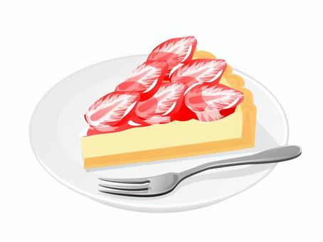 イチゴタルト5 イチゴタルト,タルト,イチゴ,スイーツ,料理,食べ物,皿,ミント,ピースのイラスト素材