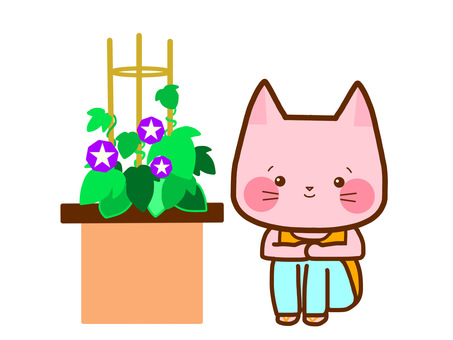 朝顔の観察猫さん