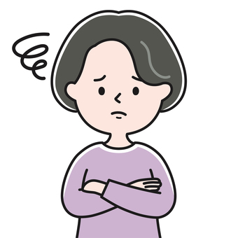 腕組2 上半身 女性_影 GBW 女性,ミセス,呆れる,困る,やれやれ,腕組,怒る,叱る,うーん,もどかしいのイラスト素材