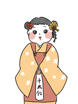 七五三 七五三,晴れ着,女の子のイラスト素材