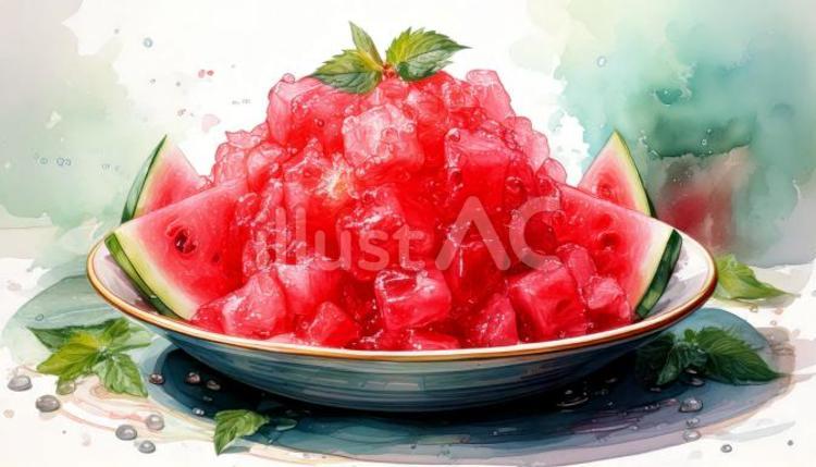スイカのかき氷 かき氷,スイカ,デザートのイラスト素材