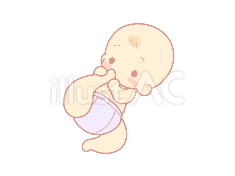 足を舐める赤ちゃん 赤ちゃん,乳児,子育てのイラスト素材