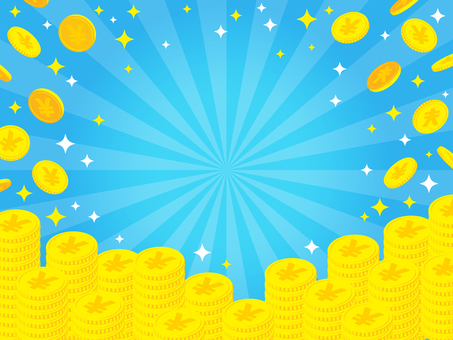 お金の背景、お金のフレーム、水色 お金,背景,フレーム,キラキラ,円,日本円,金,枠,飾り枠,見出しのイラスト素材