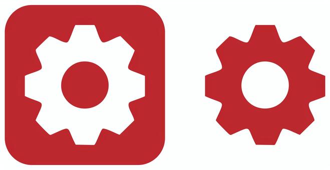 設定、歯車のアイコンセット 赤 設定,歯車,アイコン,セッティング,ホームページ,機能,メンテナンス,カスタマイズ,管理,調整のイラスト素材