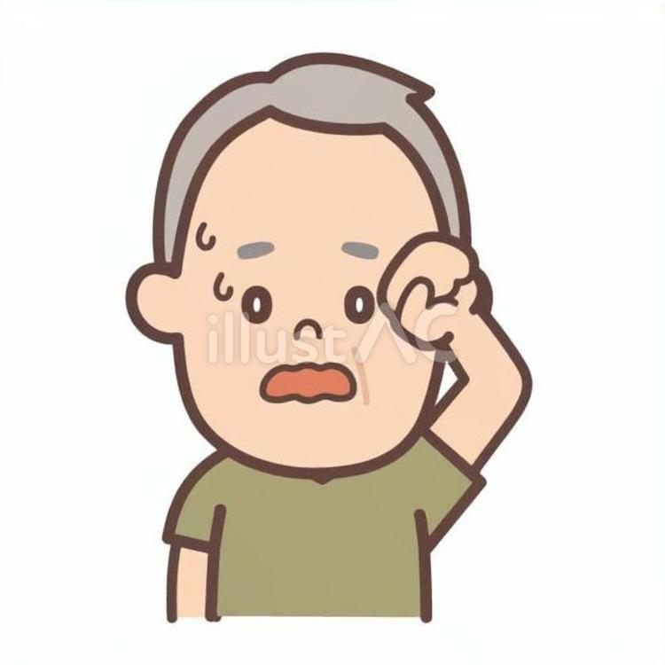 汗をかいているおじいさん 汗,暑い,夏のイラスト素材