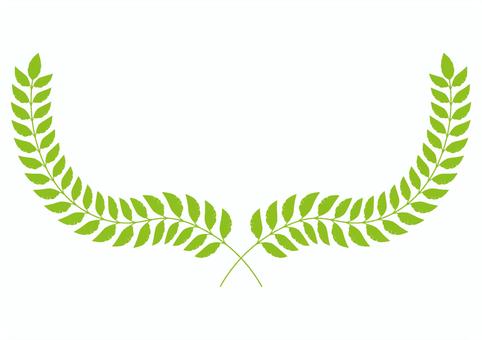細かい切れ目の入った葉っぱのフレーム 緑 月桂冠,葉っぱ,緑,枠,あしらい,植物,葉,ボタニカル,シンプル,ローレルのイラスト素材
