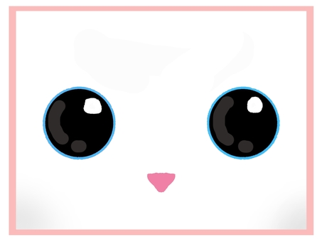 白猫のドアップ 白猫,生き物,ペット,ネコ,顔,至近距離,近い,かわいい,オリジナル,シンプルのイラスト素材