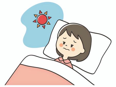 不眠症の女の子 寝不足,不眠症,眠れない,寝れない,不眠,昼夜逆転,入眠,寝つき,悩む,憂鬱のイラスト素材