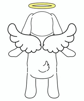 羽のある白い犬　後ろ　天使の輪 犬,ペット,ミニチュアダックスフンド,ビーグル,ゴールデンレトリバー,垂れ耳,白,羽,羽根,翼のイラスト素材
