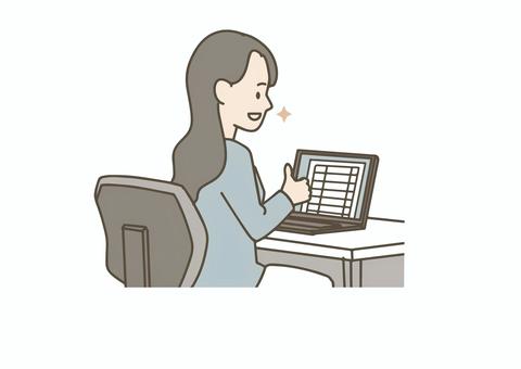 会計サービスで助かった女性 ビジネス,女性,オフィスカジュアル,会社員,オフィス,経理,会計,会計ソフト,クラウド会計,デジタルサービスのイラスト素材