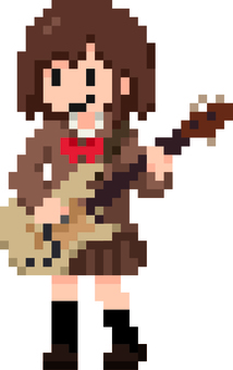 ドット絵のエレキギターを弾く学生です。 ドット絵,エレキギター,シンプル,演奏,学生,青春,制服,音楽,部活,バンドのイラスト素材