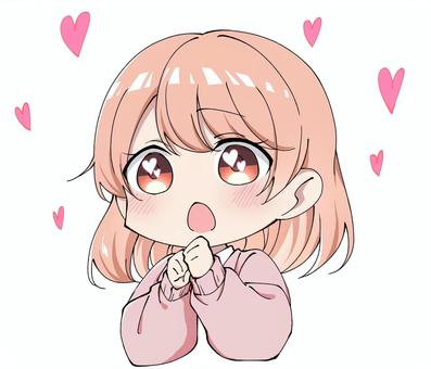 目がハートになるピンクセミロング美少女 驚く,ピンク,セミロング,美少女,少女,女の子,人,人物,萌え系,萌えのイラスト素材