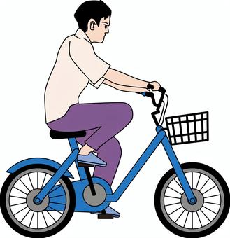 自転車乗る 自転車,二輪,チャリ,ミニ,横向き,移動,乗り物,若い,男性,青のイラスト素材