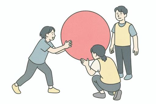 チームでキーンボール チームでキーンボール スポーツ,キーンボール,レクリエーション,チームワーク,体験,運動,イベント,体育,協力,笑顔のイラスト素材