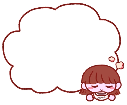 ココアを飲む　女の子　吹き出し　イラスト ココア,飲み物,吹き出し,ゆるかわ,かわいい,女の子,温かい,イラストのイラスト素材