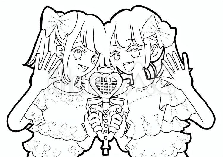 アイドルのぬりえイラスト - No: 1974299／無料イラストなら「イラストAC」