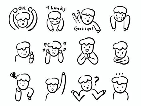 男の子表情 イラスト セット ok,thanks,goodbye,男の子,表情,セットのイラスト素材
