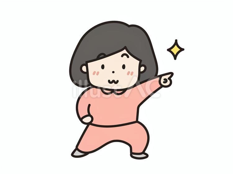右を指差す女の子 指差す,示す,こちらのイラスト素材
