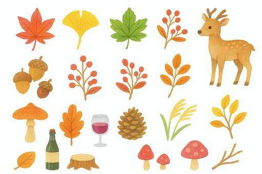 かわいい秋の収穫イラスト　透過済