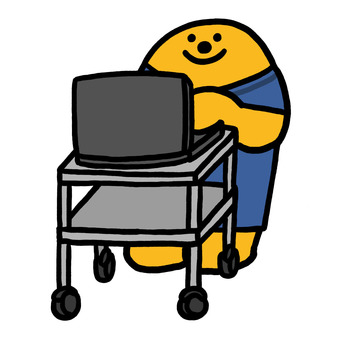 電カル入力くん 医療,病院,患者,治療,検査,電子カルテ,パソコン,回診,医療従事者のイラスト素材