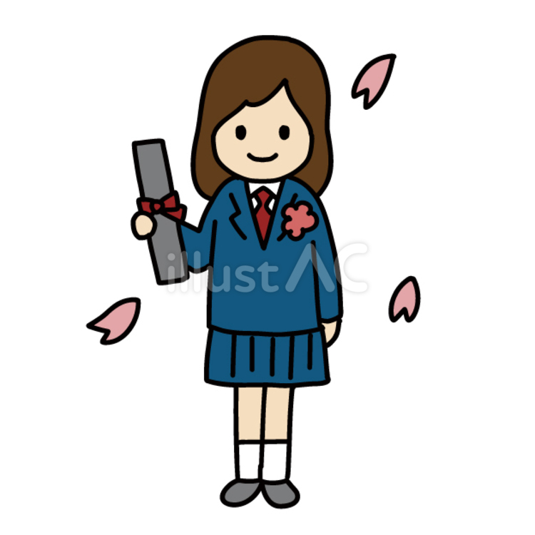 卒業証書と小学生　女子 人物,学生,中学生のイラスト素材