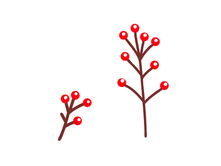 赤い実の枝（線なし） クリスマス,ヒイラギの実,聖夜,イヴ,冬,12月,イベント,ホリデー,web素材,ウェブのイラスト素材