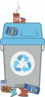 空き缶が散乱したゴミ箱 空き缶,缶,ゴミ箱,ゴミ,箱のイラスト素材