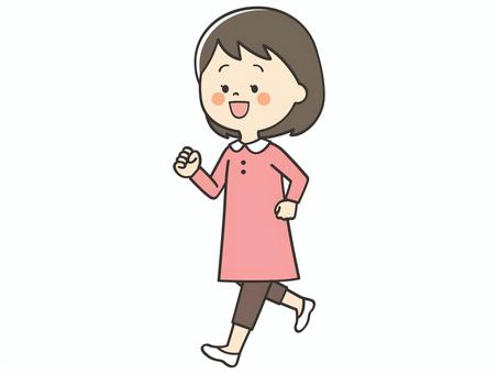 歩く女の子 歩く,走る,女の子,子供,女子,女児,少女,小学生,幼稚園児,保育園児のイラスト素材