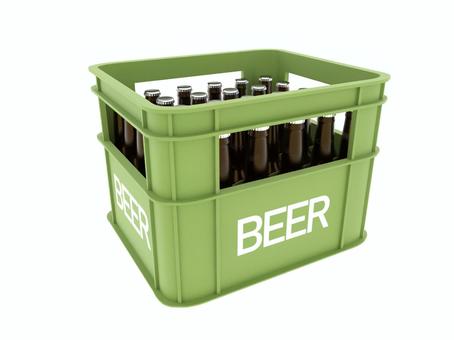 緑色のビールケースとビール ビールケース,ケース,ビール箱,入れ物,3d,cg,瓶ビール,緑色のイラスト素材