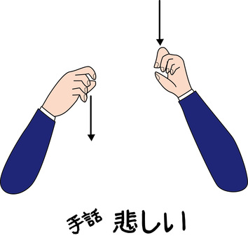 手話悲しい　 手話,ジェスチャー,聴覚,悲しい,手,スーツ,袖のイラスト素材